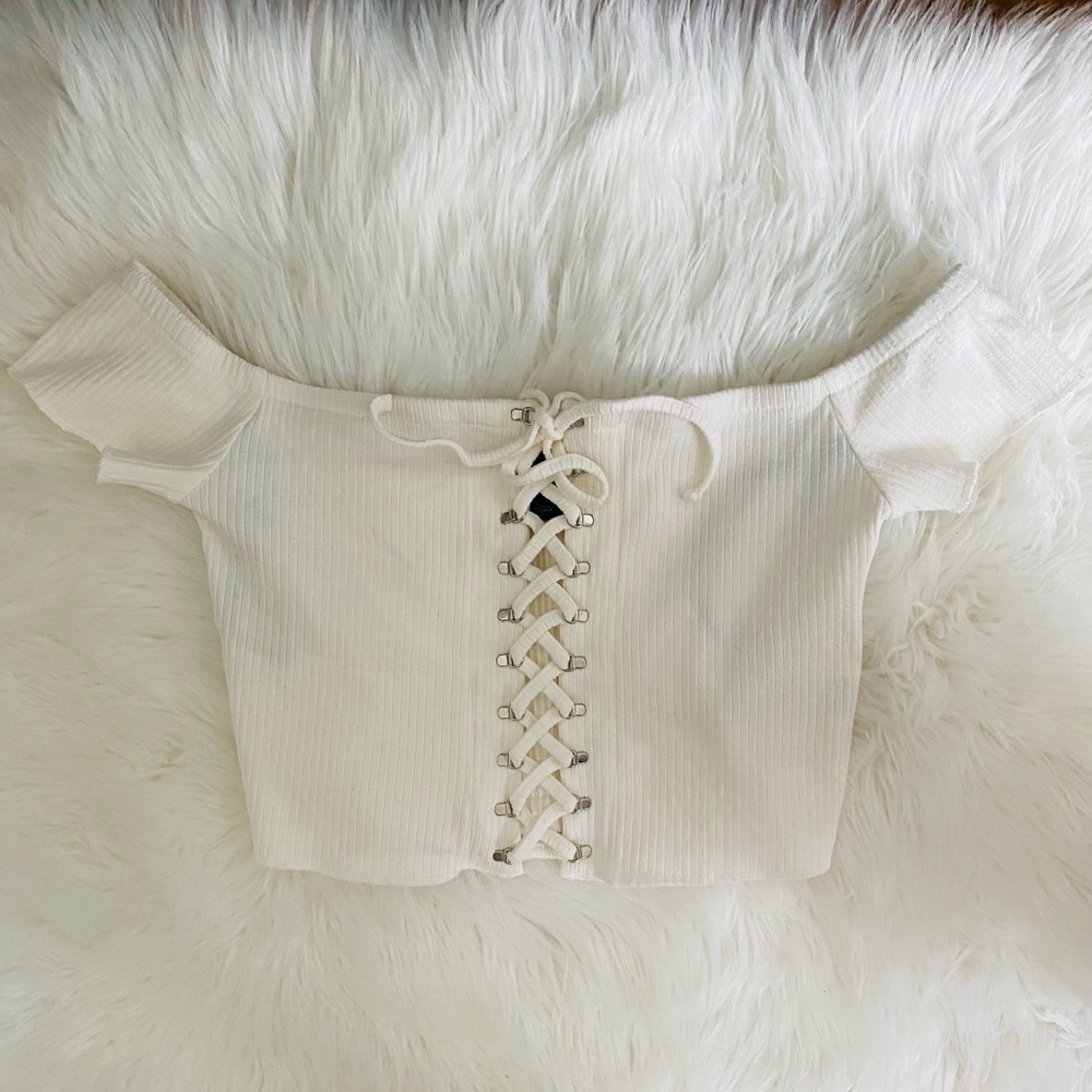 White Off Shoulder Crop top